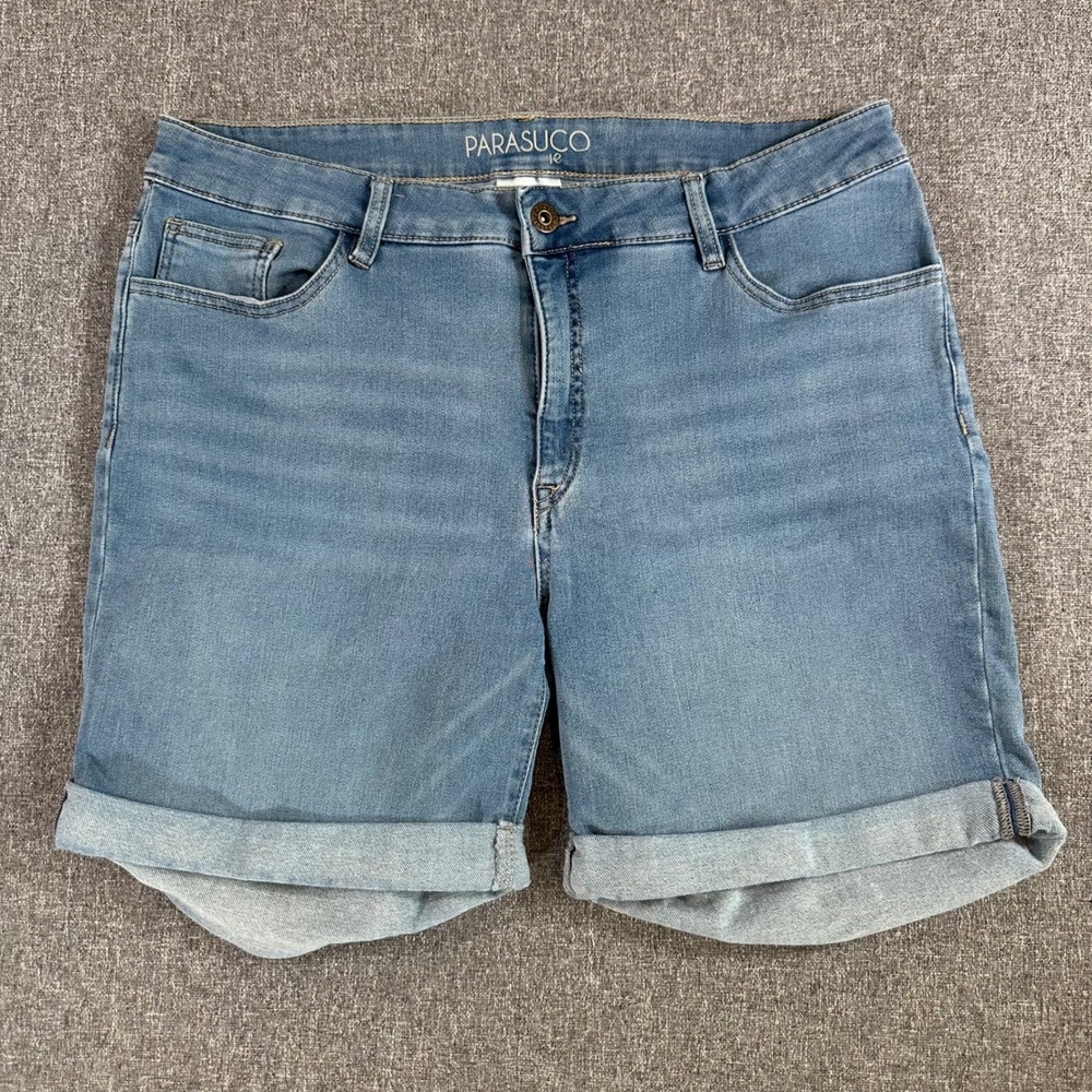 Parasuco Shorts Womens 16 CD-8105G Blue Denim Cuffed Stretch